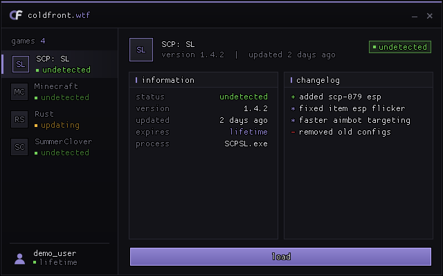 Loader game list with SCP: SL selected