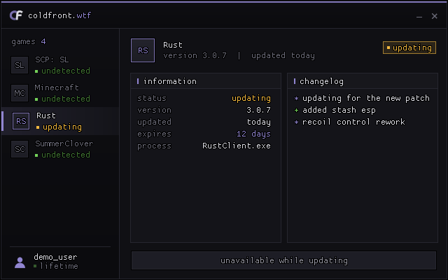 Loader game list with Rust updating